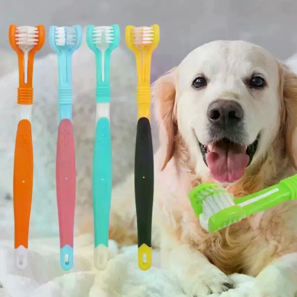 Teeth Whitening Brush - Трехсторонняя зубная щетка для домашних животных: